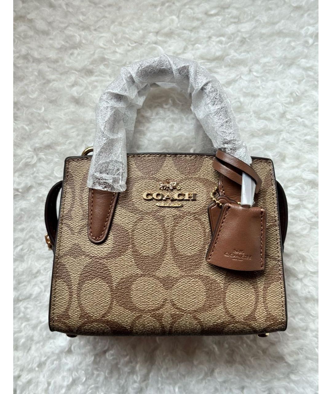 COACH Коричневая кожаная сумка через плечо, фото 2