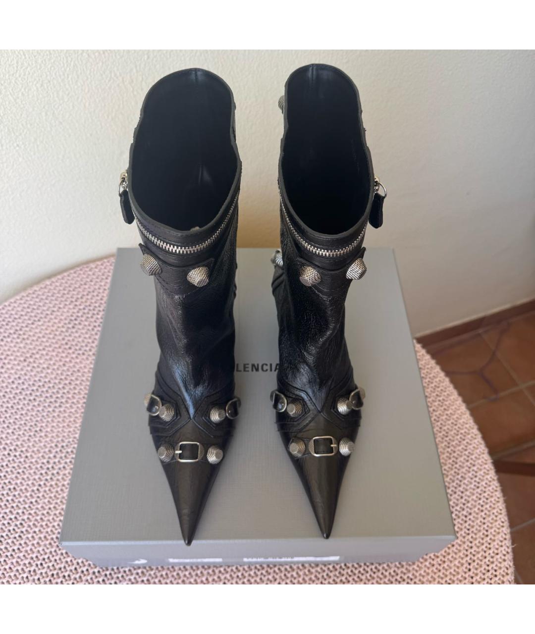 BALENCIAGA Черные кожаные ботильоны, фото 3