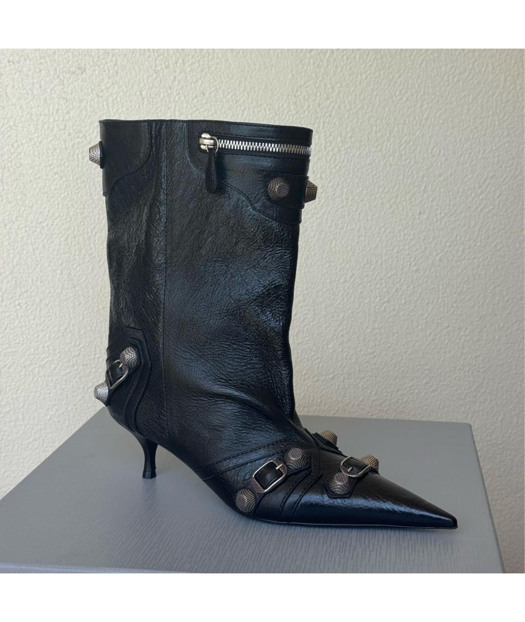 BALENCIAGA Черные кожаные ботильоны, фото 8