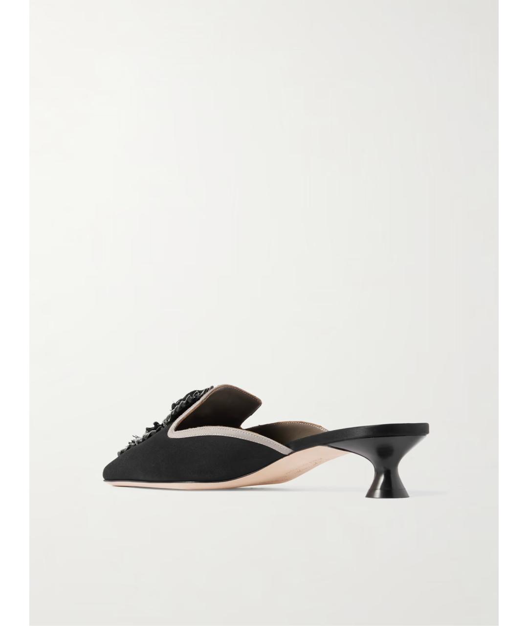 MANOLO BLAHNIK Черные текстильные мюли, фото 4