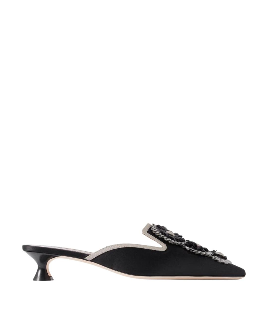 MANOLO BLAHNIK Черные текстильные мюли, фото 1