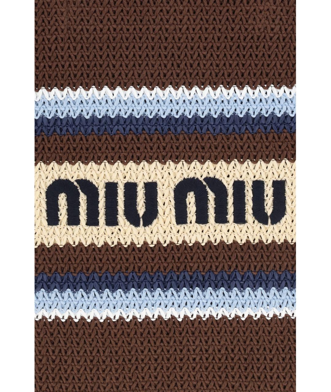 MIU MIU Коричневая плетеная сумка тоут, фото 4