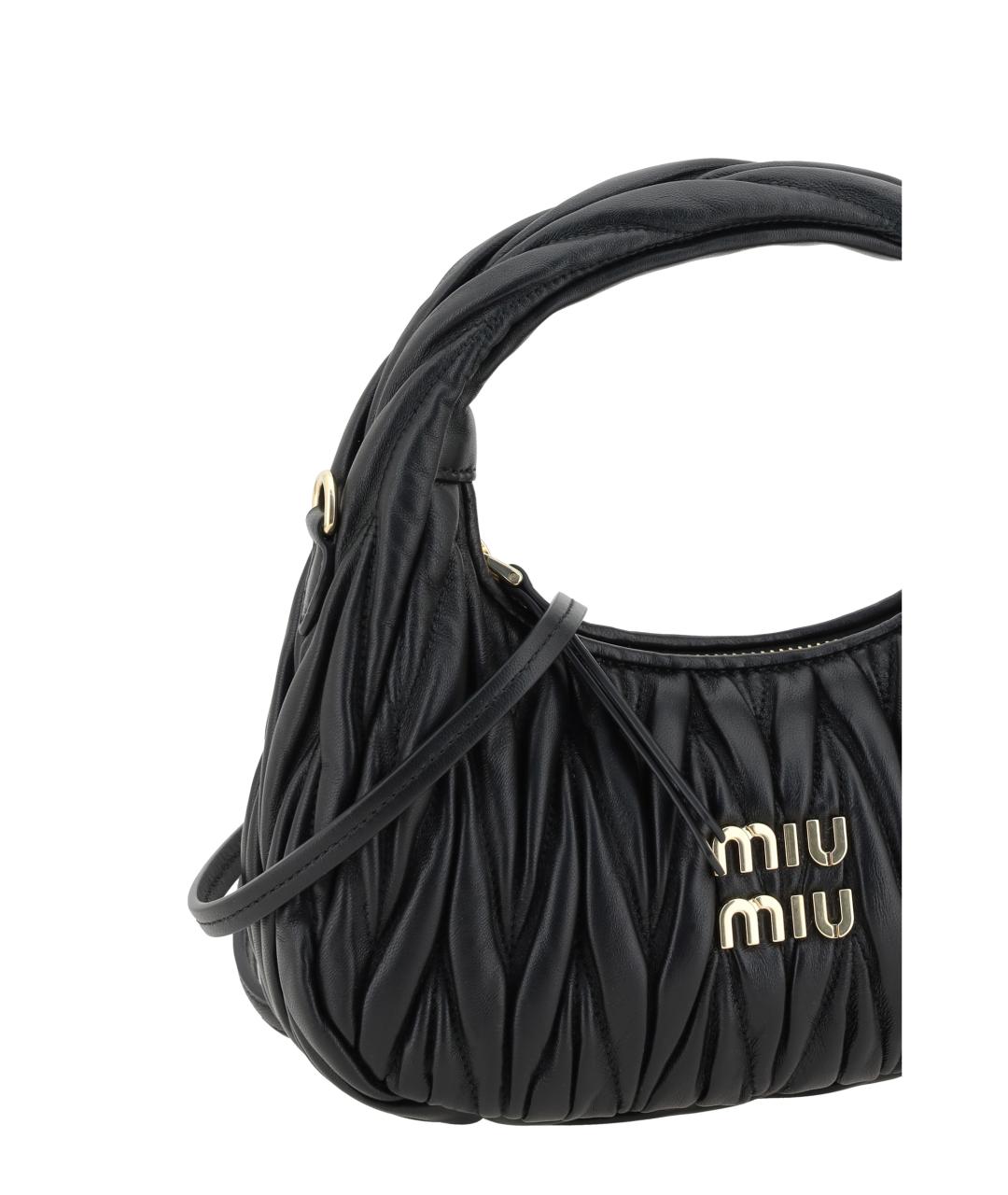 MIU MIU Черная кожаная сумка с короткими ручками, фото 4