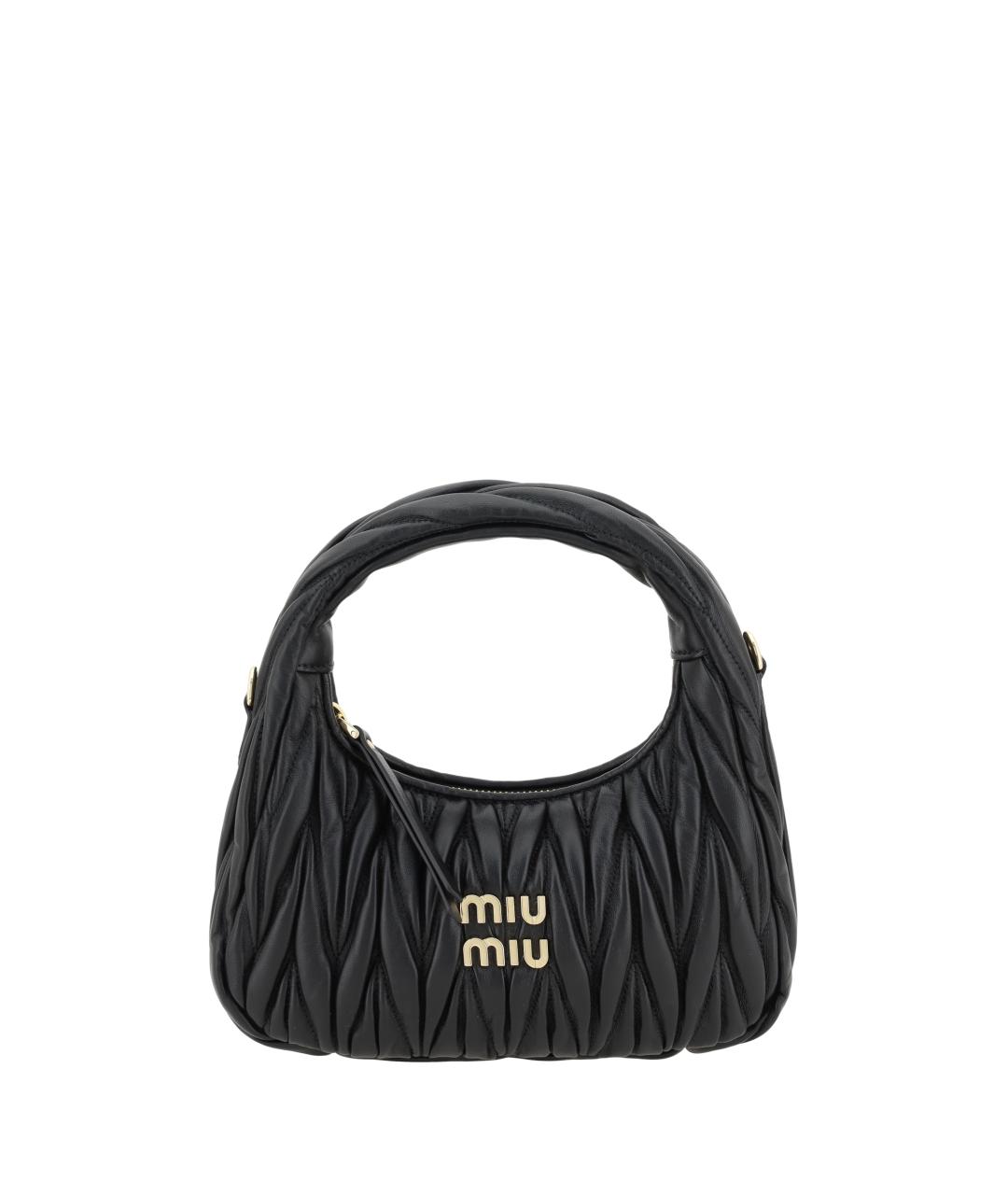 MIU MIU Черная кожаная сумка с короткими ручками, фото 1