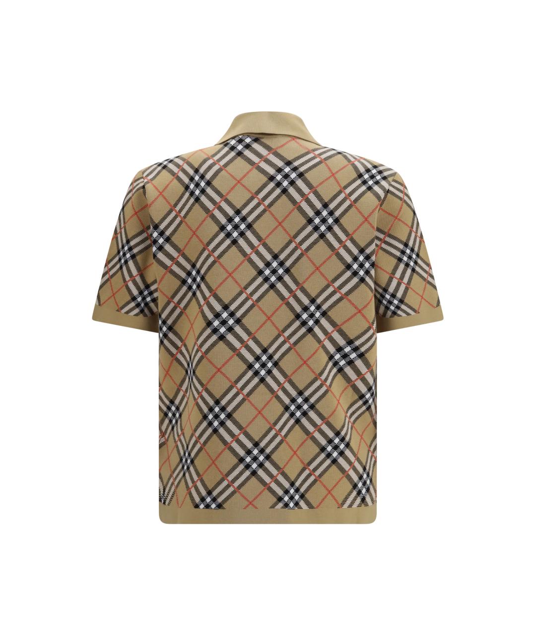 BURBERRY Бежевое хлопковое поло с коротким рукавом, фото 2