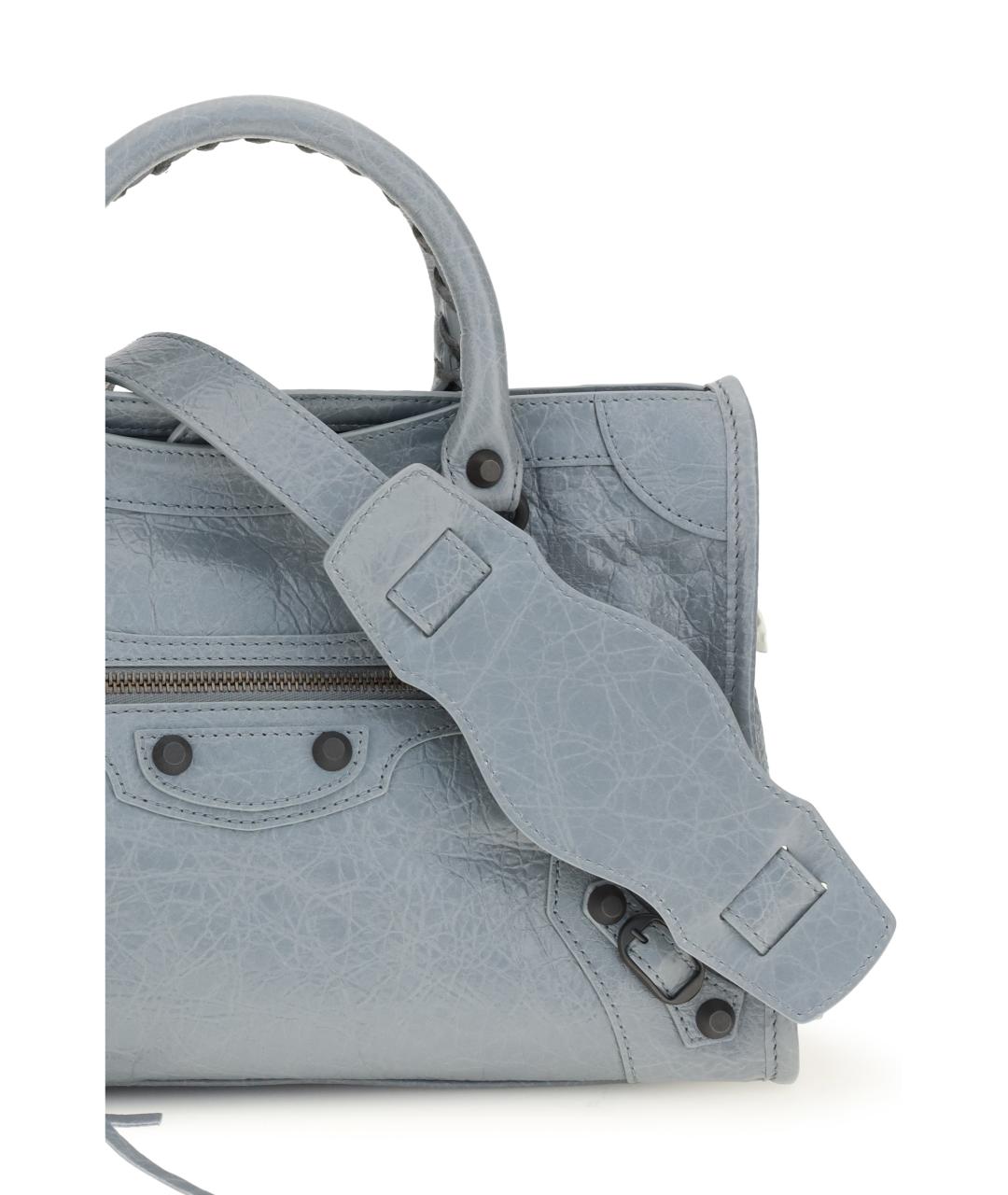 BALENCIAGA Голубая кожаная сумка через плечо, фото 4