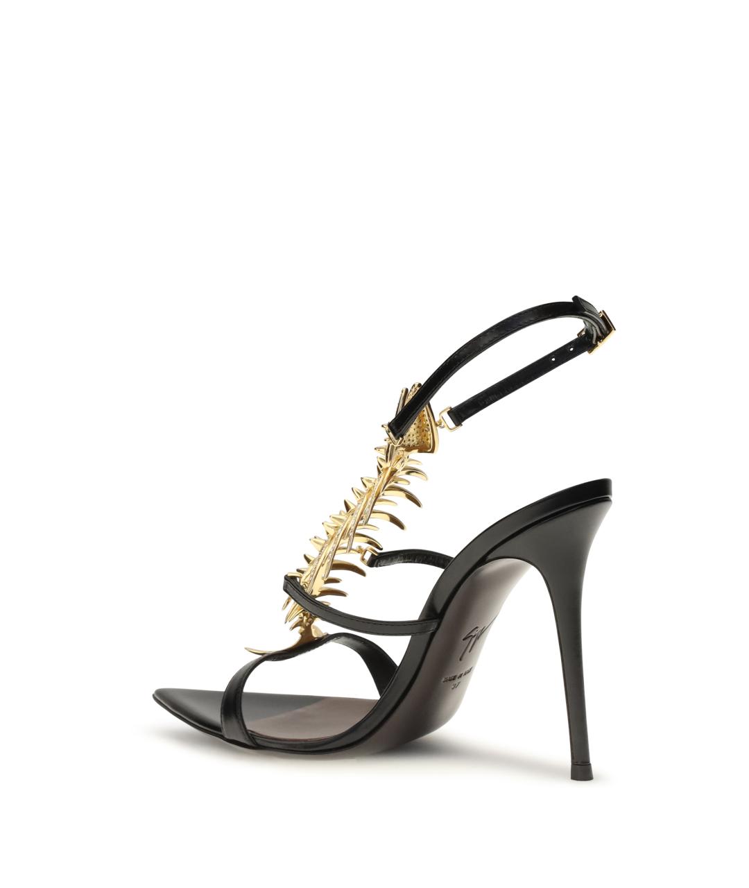 GIUSEPPE ZANOTTI DESIGN Черные кожаные босоножки, фото 3