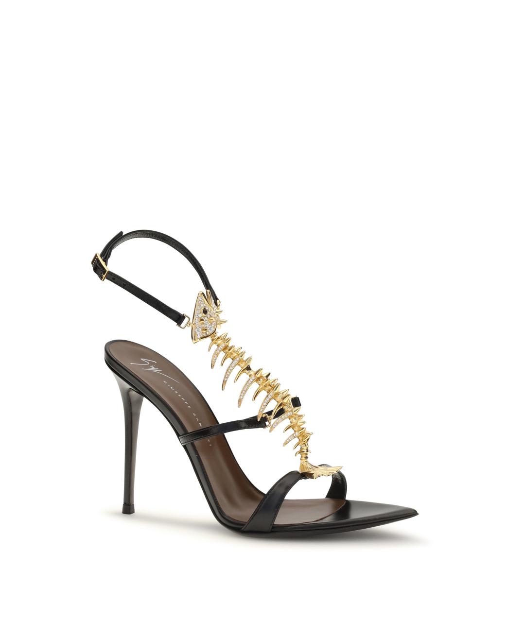 GIUSEPPE ZANOTTI DESIGN Черные кожаные босоножки, фото 2