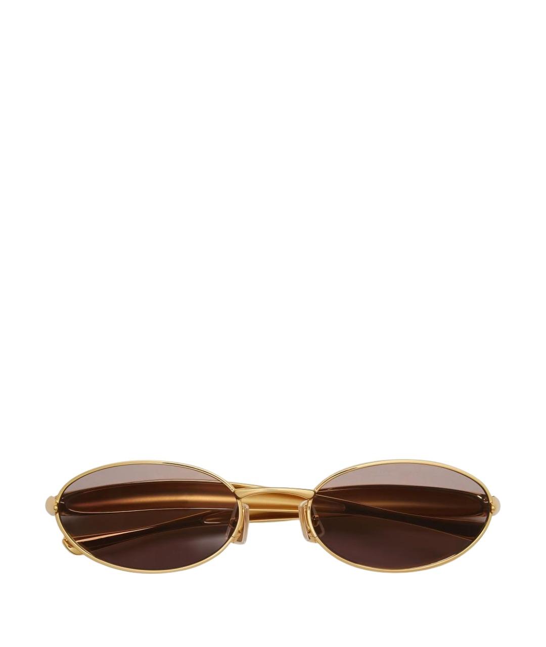 BOTTEGA VENETA Золотые металлические солнцезащитные очки, фото 1