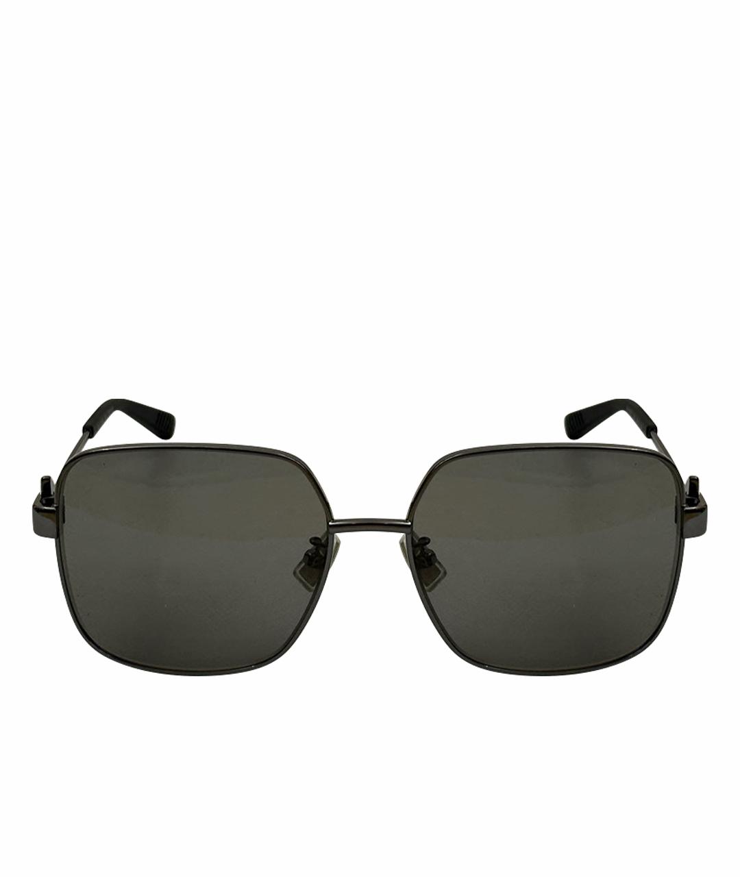 BOTTEGA VENETA Антрацитовые металлические солнцезащитные очки, фото 1