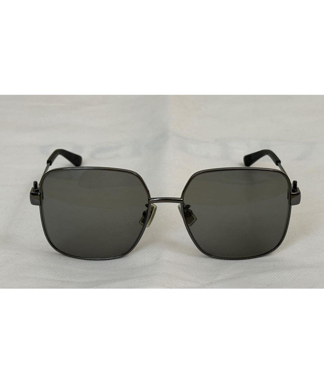 BOTTEGA VENETA Антрацитовые металлические солнцезащитные очки, фото 9