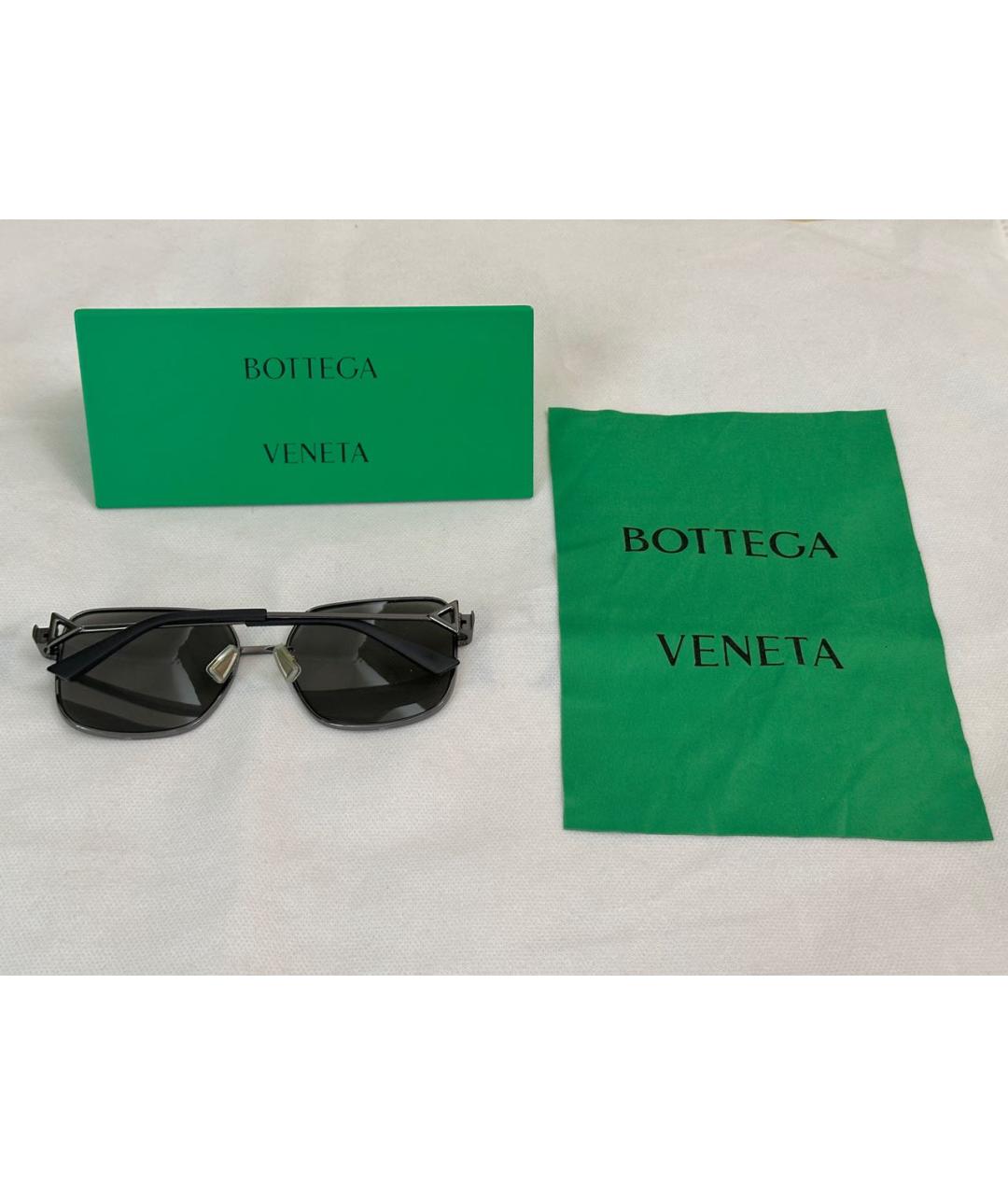 BOTTEGA VENETA Антрацитовые металлические солнцезащитные очки, фото 4