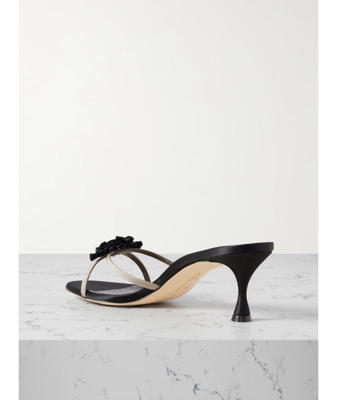 MANOLO BLAHNIK Черные текстильные мюли, фото 3