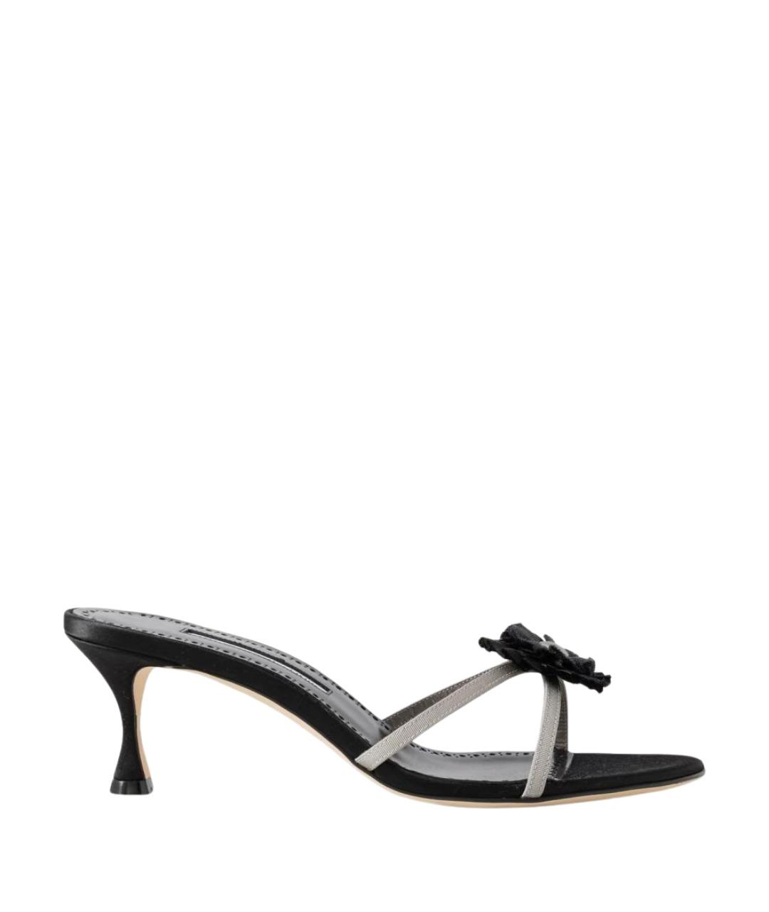 MANOLO BLAHNIK Черные текстильные мюли, фото 1