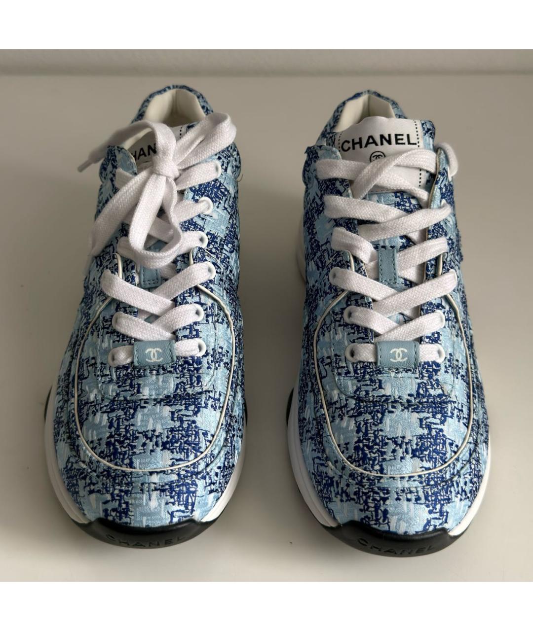 CHANEL Голубые текстильные кроссовки, фото 2