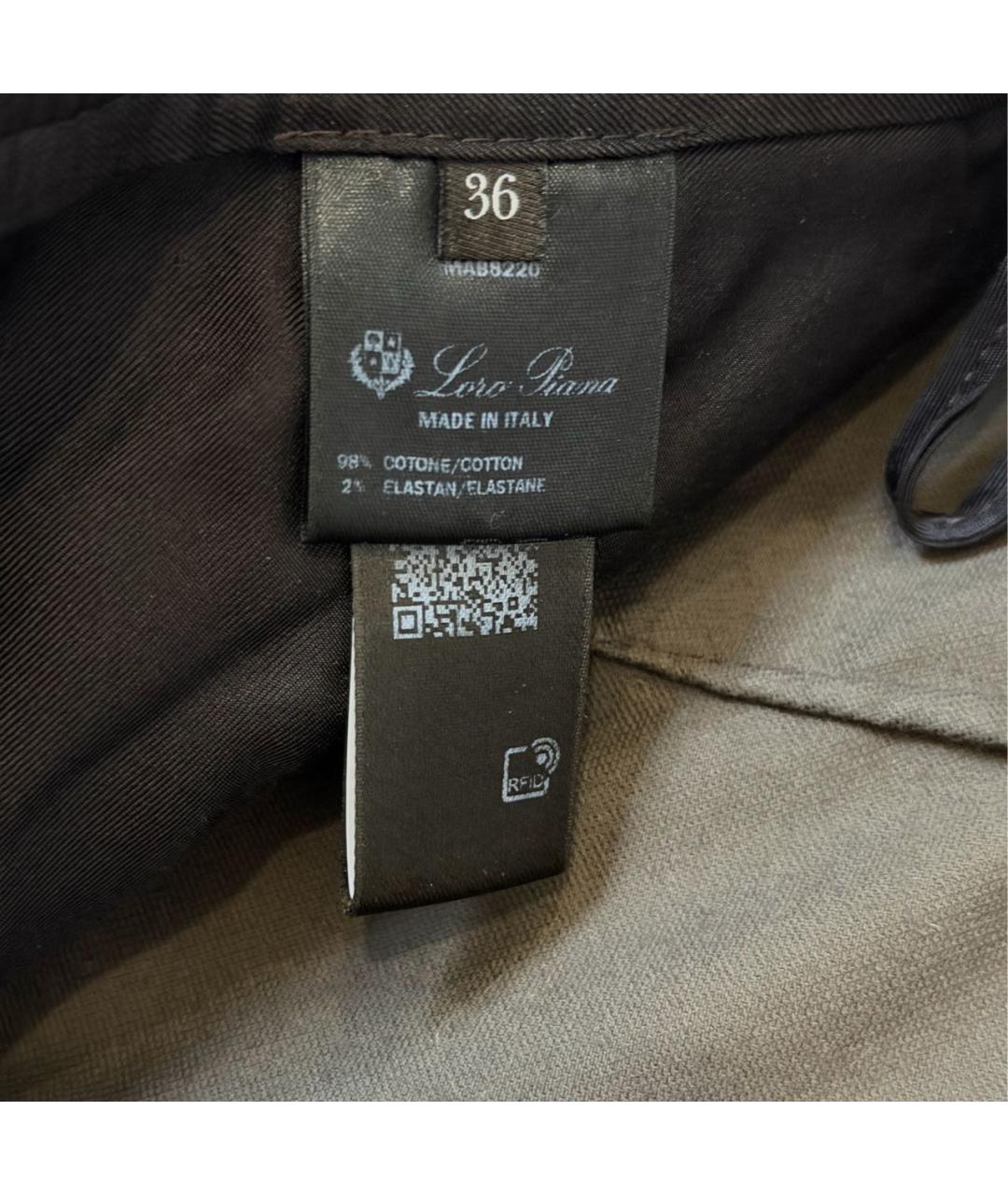 LORO PIANA Коричневые хлопковые брюки узкие, фото 4