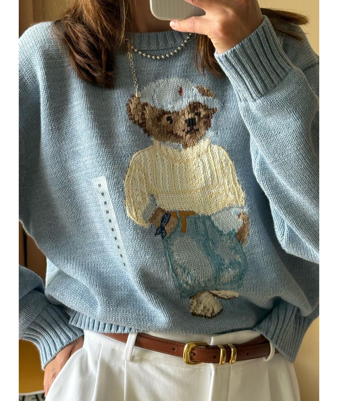 POLO RALPH LAUREN Голубой хлопковый джемпер / свитер, фото 5