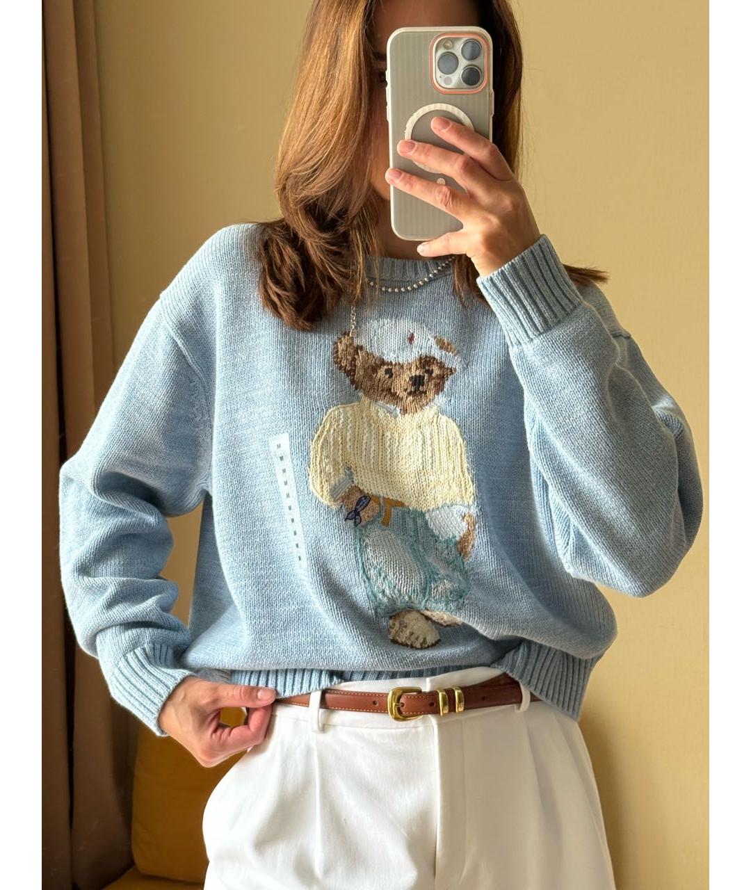 POLO RALPH LAUREN Голубой хлопковый джемпер / свитер, фото 6