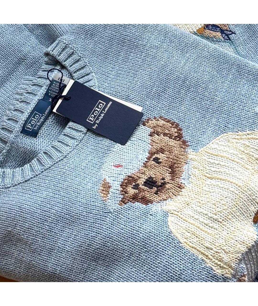 POLO RALPH LAUREN Голубой хлопковый джемпер / свитер, фото 3