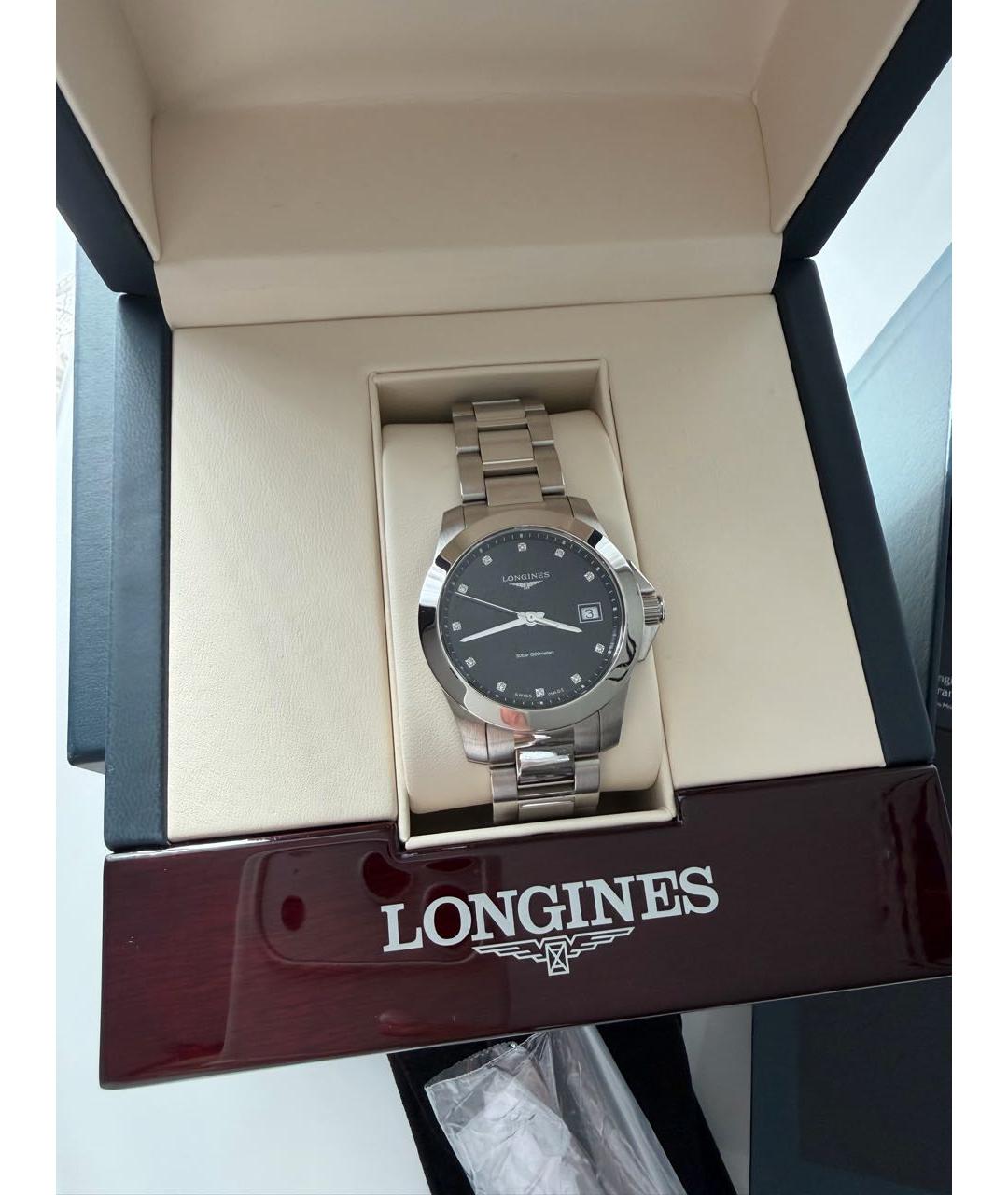 LONGINES Антрацитовые часы из белого золота, фото 2