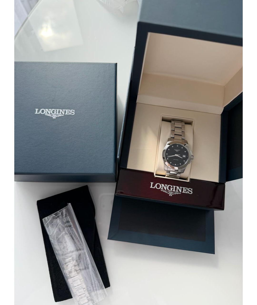 LONGINES Антрацитовые часы из белого золота, фото 3
