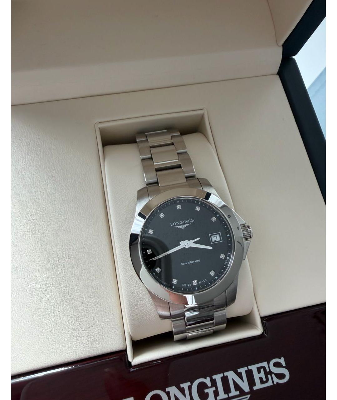LONGINES Антрацитовые часы из белого золота, фото 6