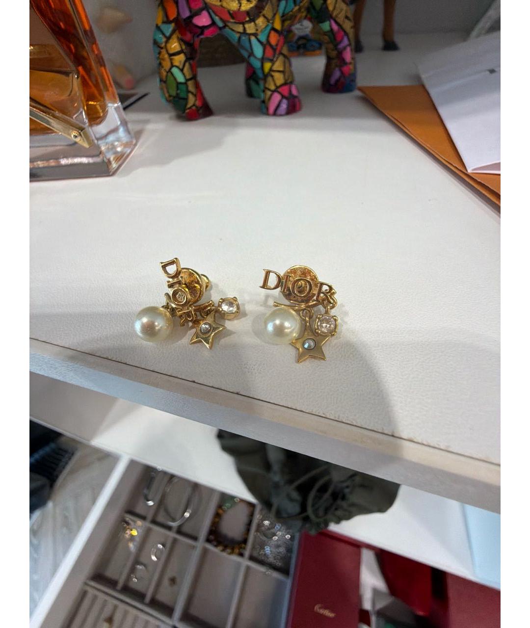 CHRISTIAN DIOR Золотые латунные серьги, фото 5