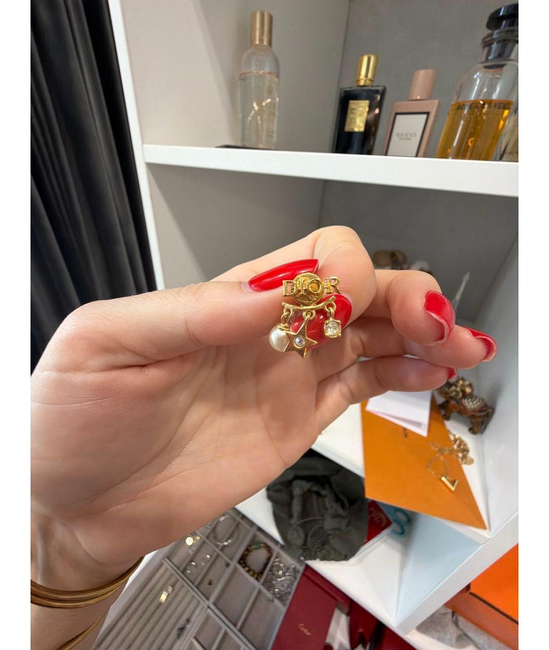 CHRISTIAN DIOR Золотые латунные серьги, фото 2