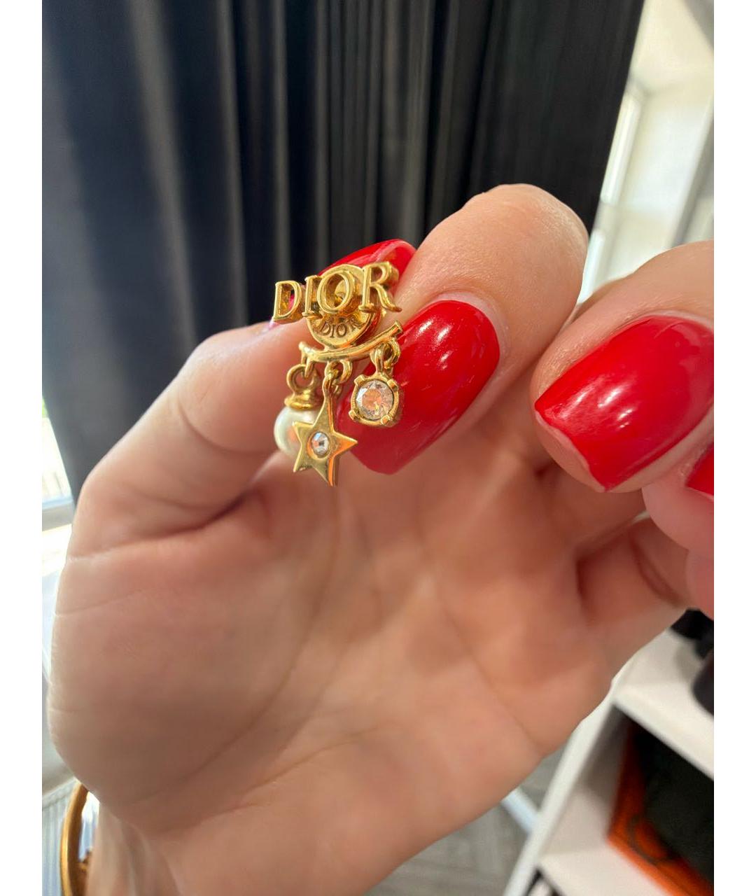 CHRISTIAN DIOR Золотые латунные серьги, фото 4