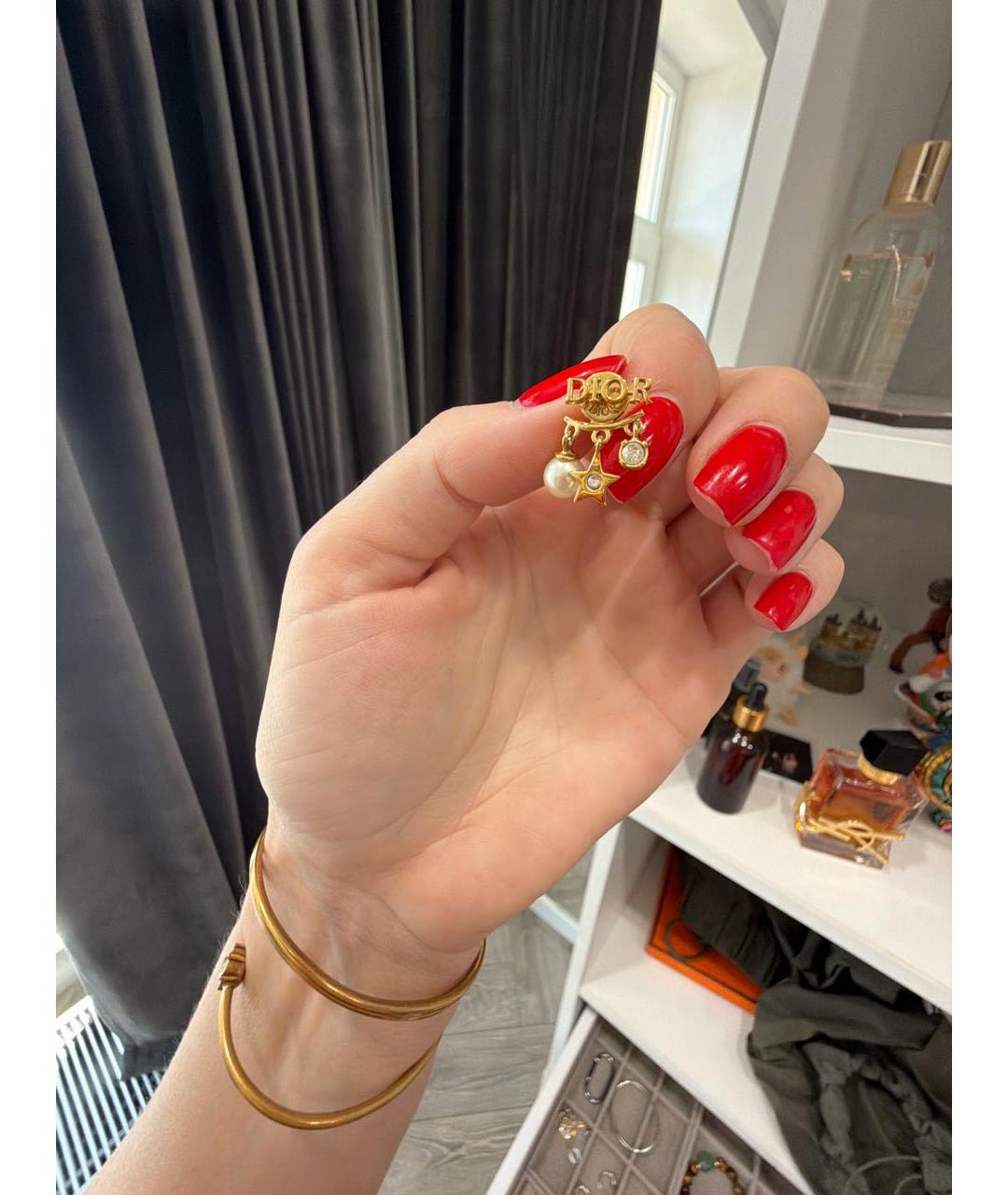 CHRISTIAN DIOR Золотые латунные серьги, фото 3
