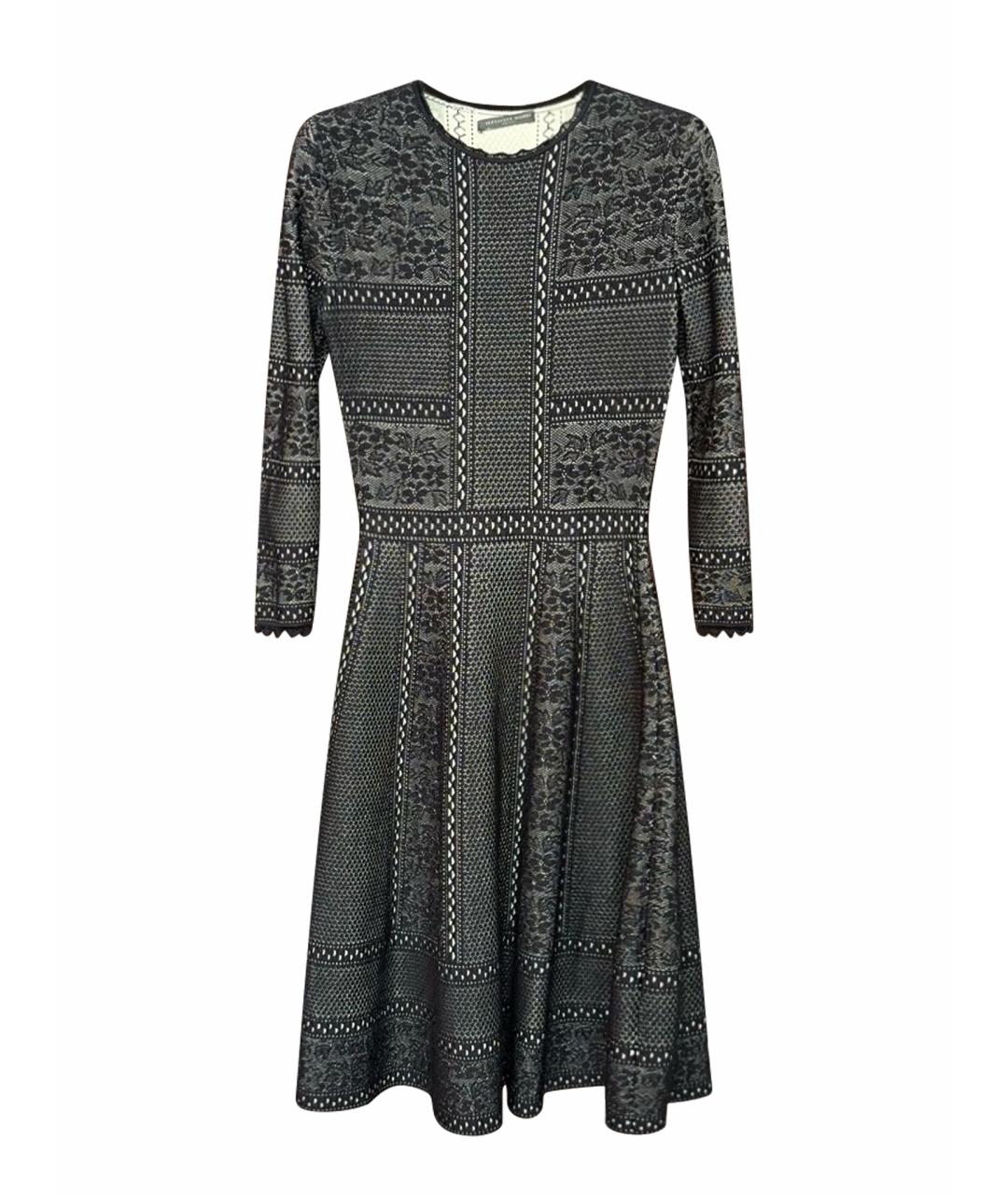 ALEXANDER MCQUEEN Темно-синее вискозное коктейльное платье, фото 1