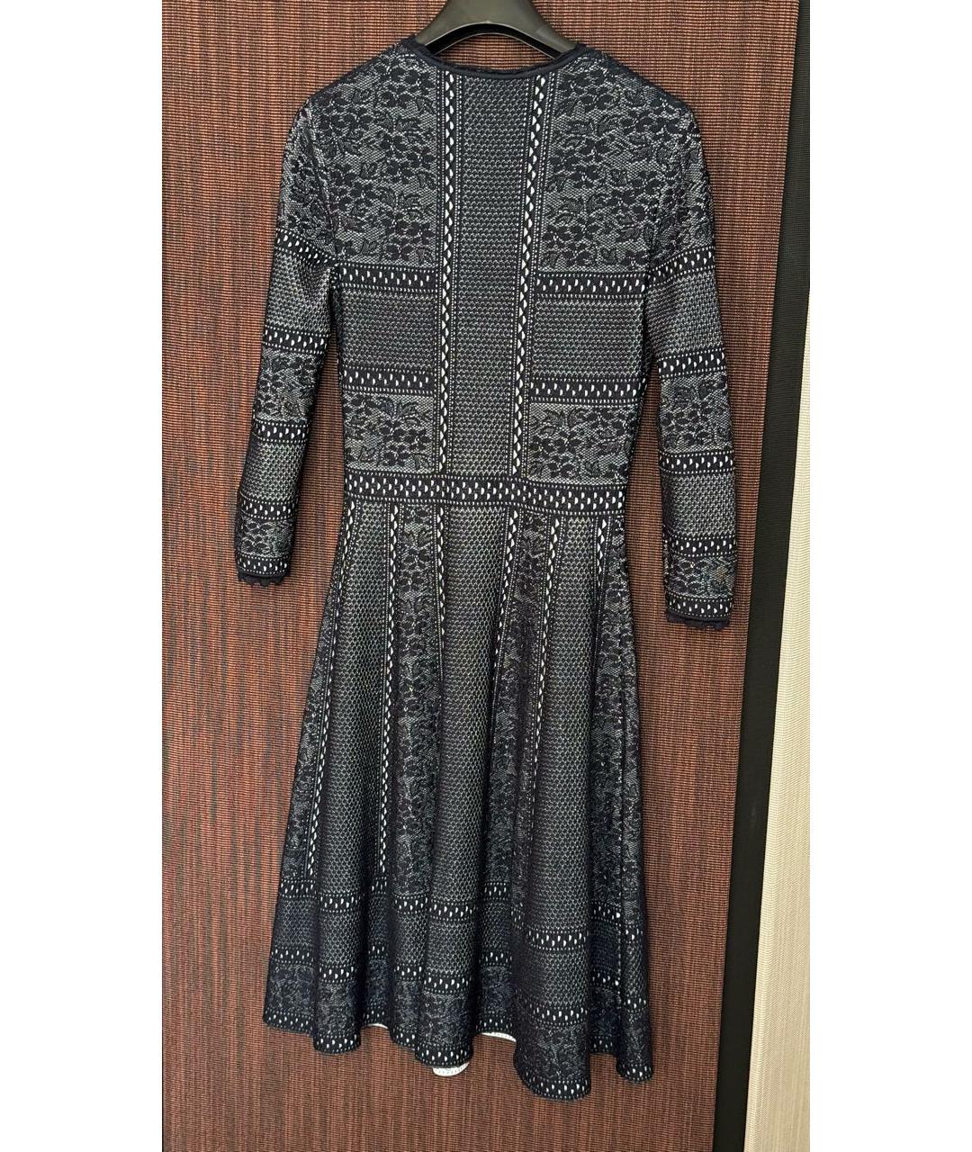 ALEXANDER MCQUEEN Темно-синее вискозное коктейльное платье, фото 2