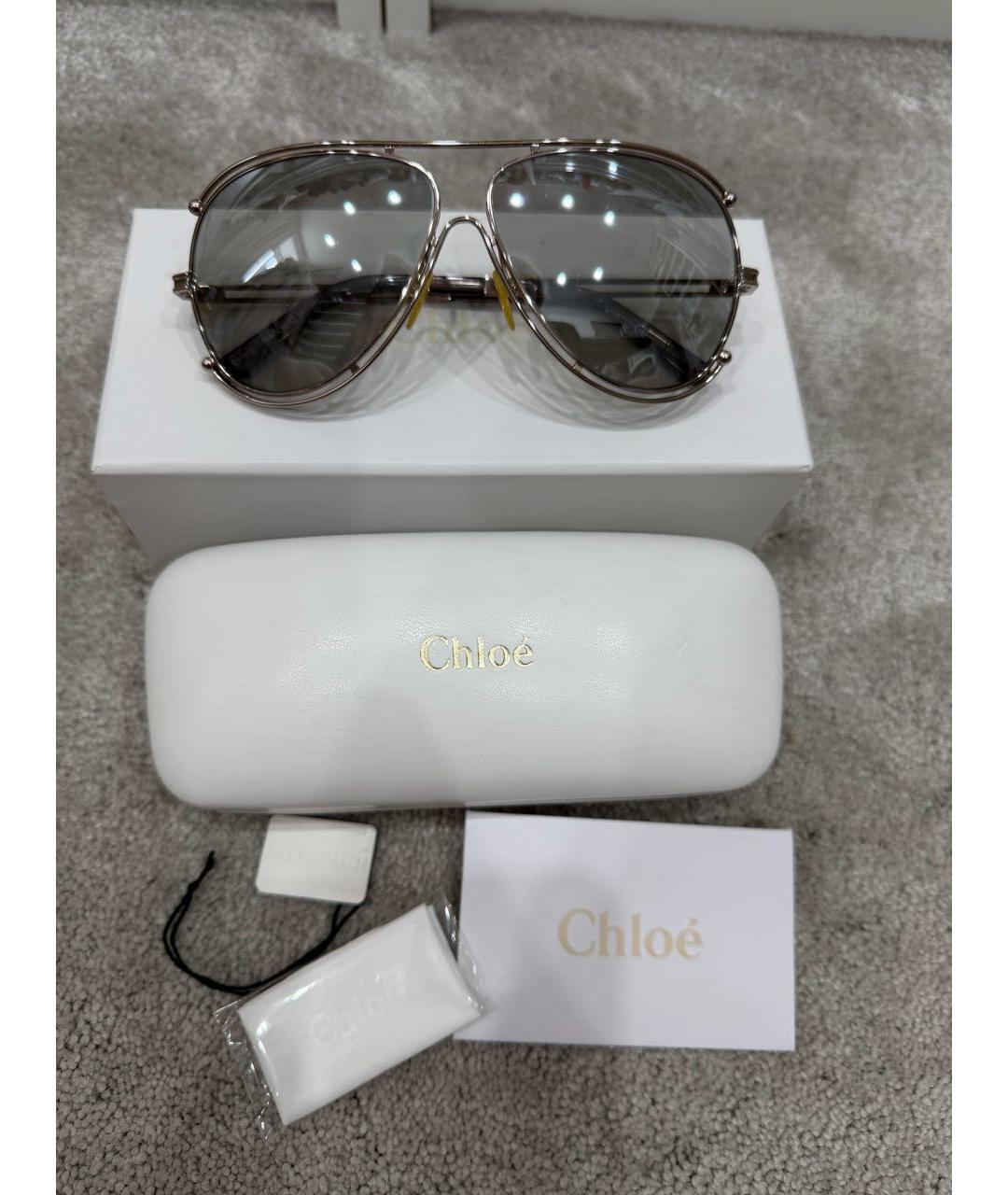 CHLOE Серые металлические солнцезащитные очки, фото 4