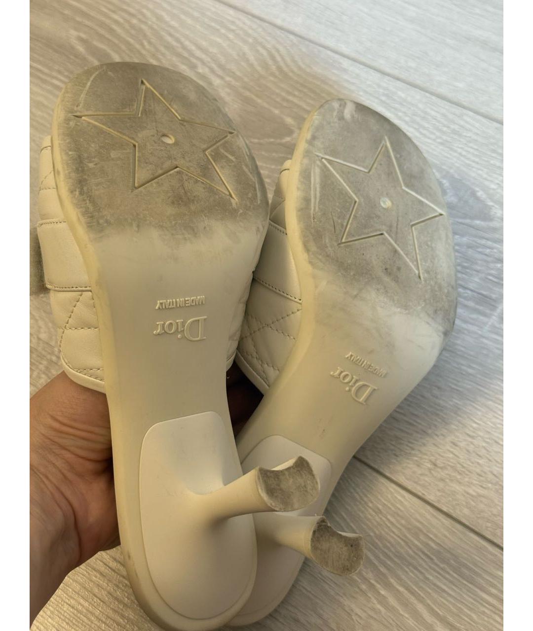 CHRISTIAN DIOR Белые кожаные мюли, фото 4