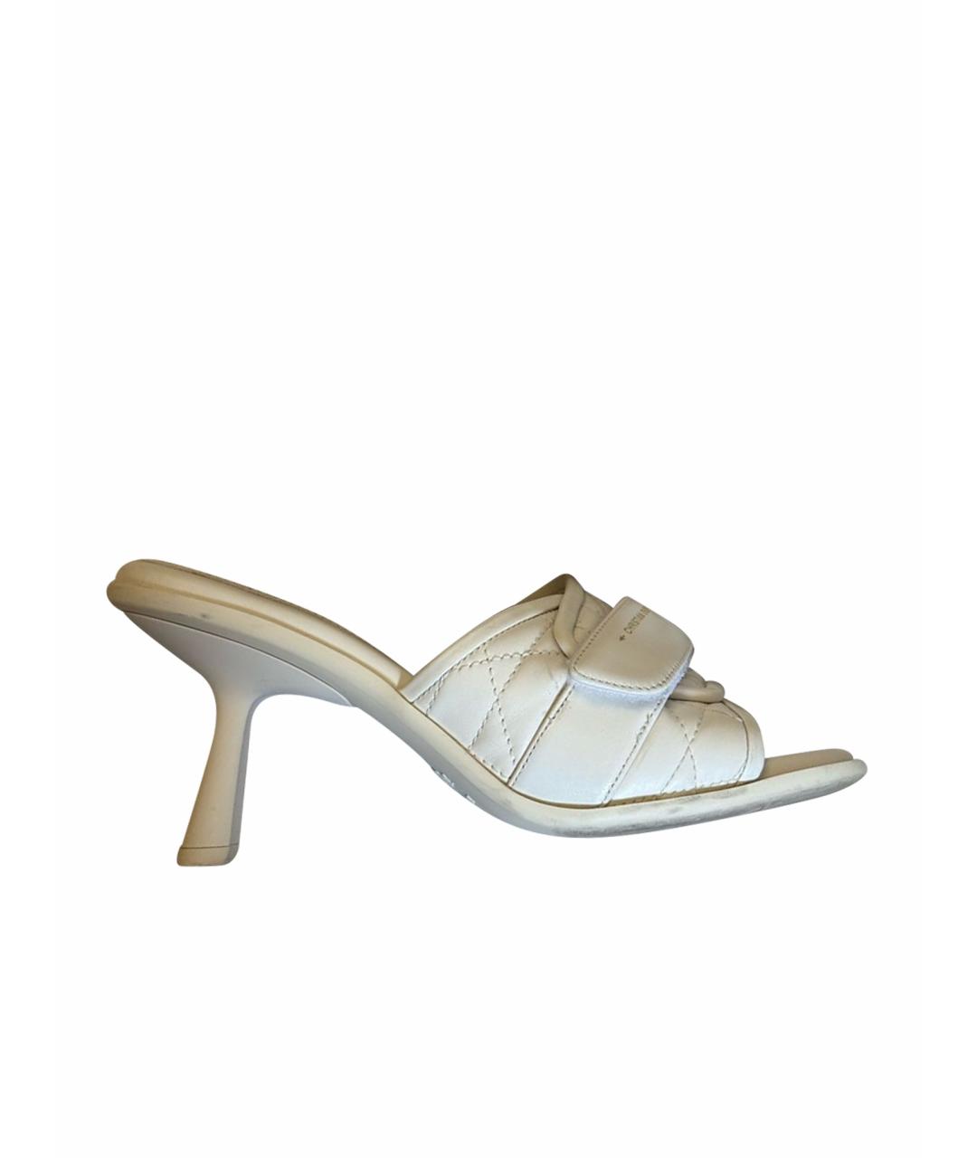 CHRISTIAN DIOR Белые кожаные мюли, фото 1