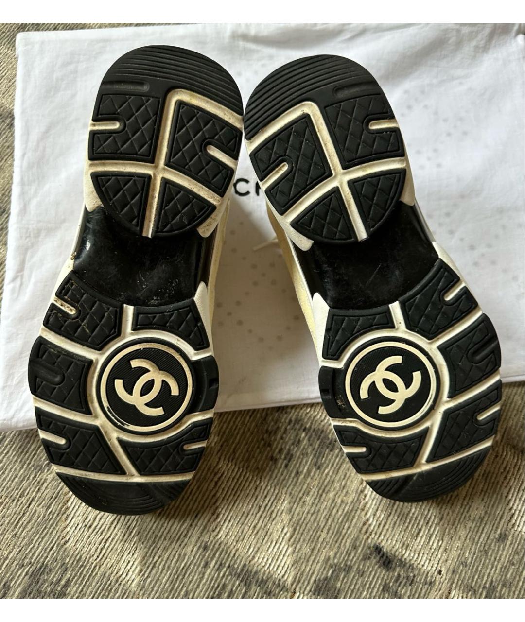 CHANEL Желтые текстильные кроссовки, фото 6