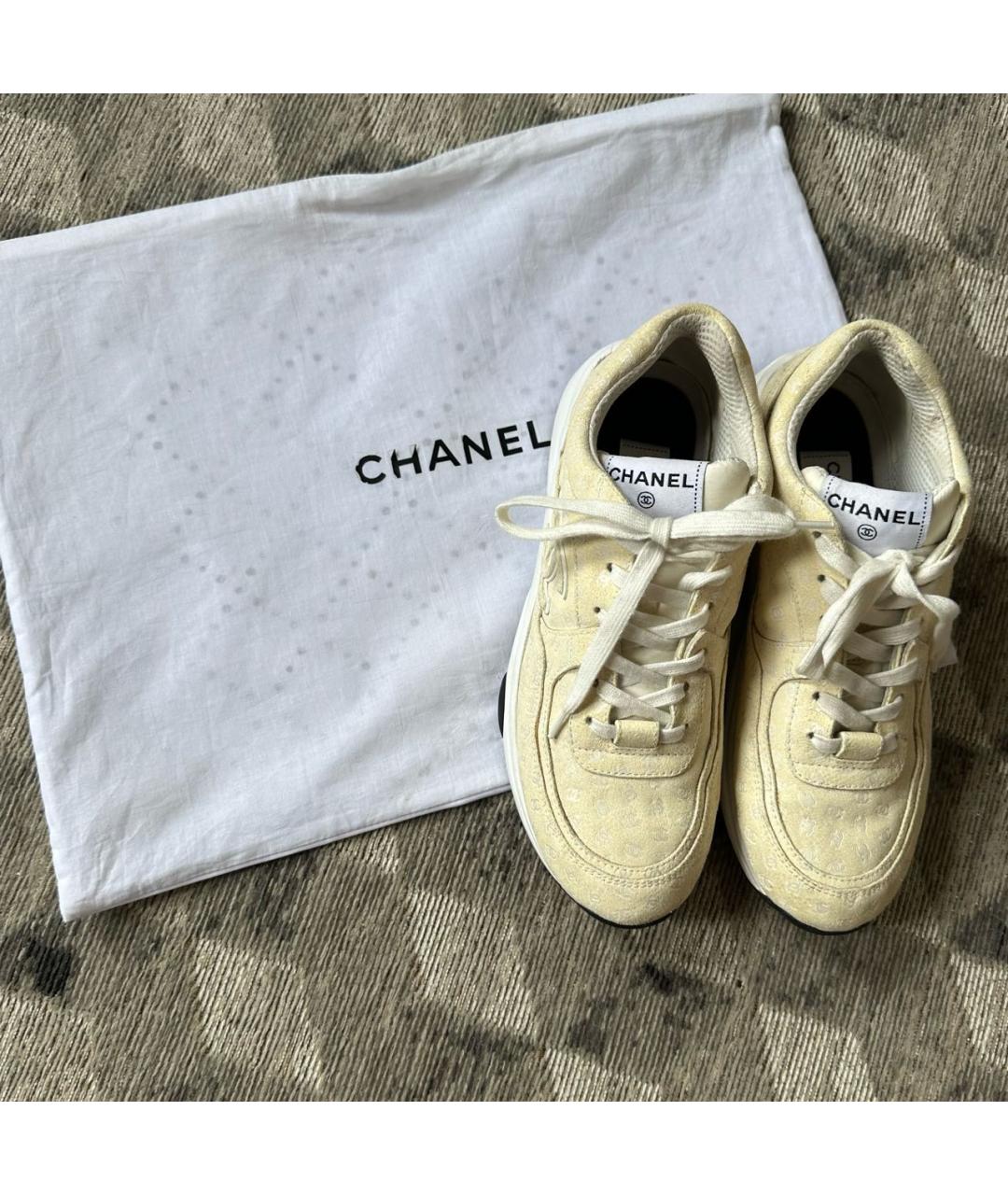 CHANEL Желтые текстильные кроссовки, фото 9