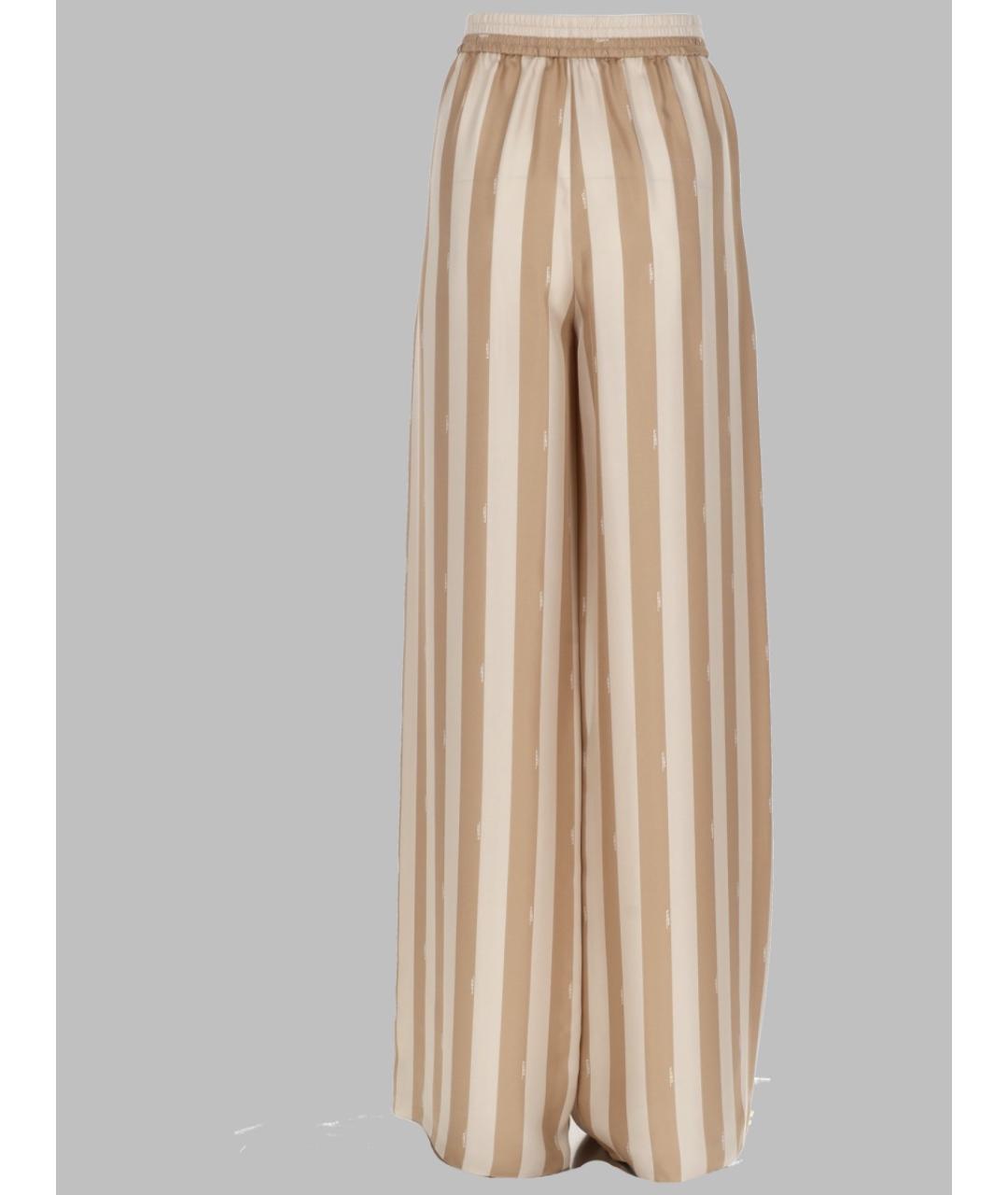 FENDI Бежевые шелковые прямые брюки, фото 2