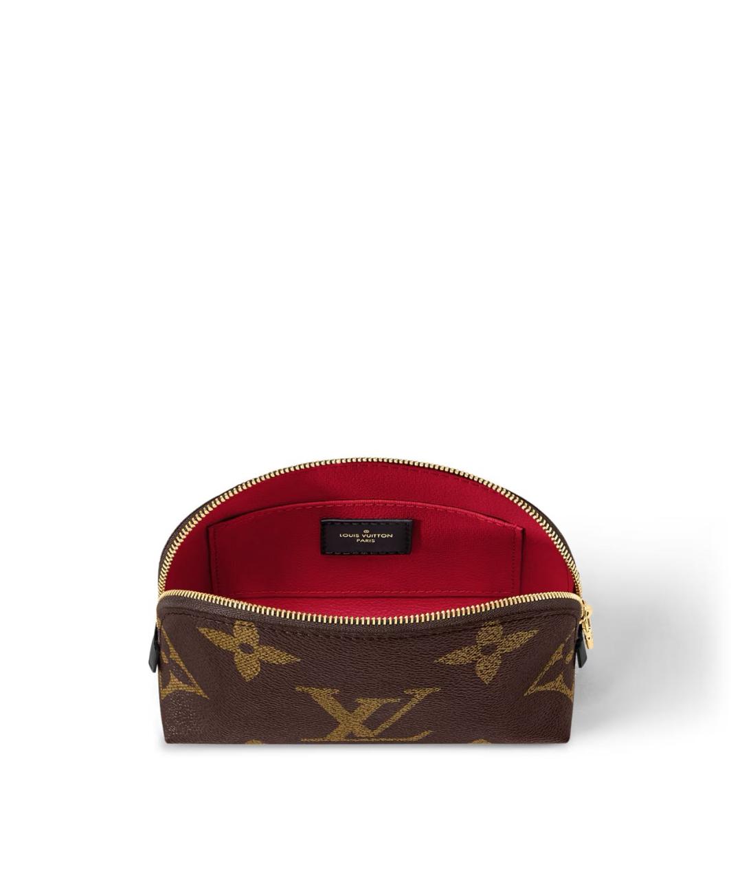 LOUIS VUITTON Коричневая кожаная косметичка, фото 3
