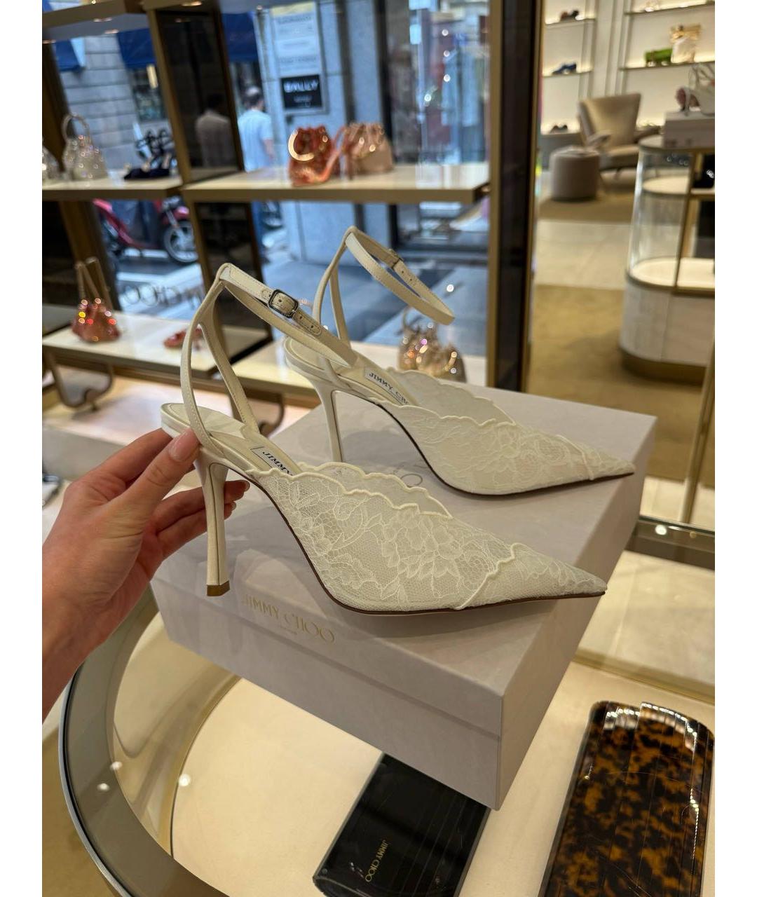 JIMMY CHOO Белые текстильные туфли, фото 5