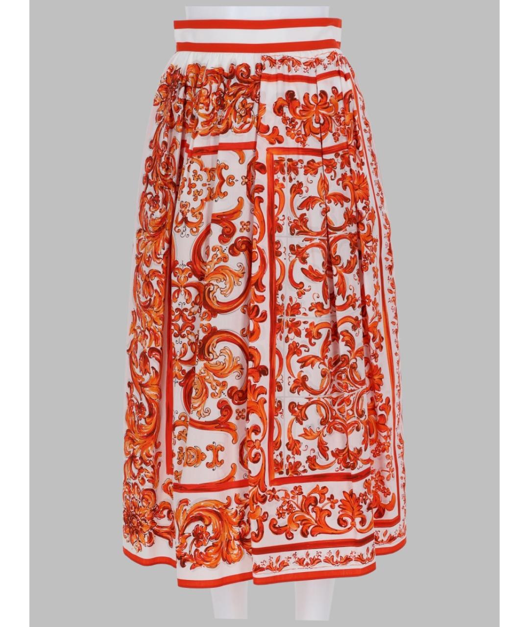 DOLCE&GABBANA Оранжевая хлопковая юбка миди, фото 4