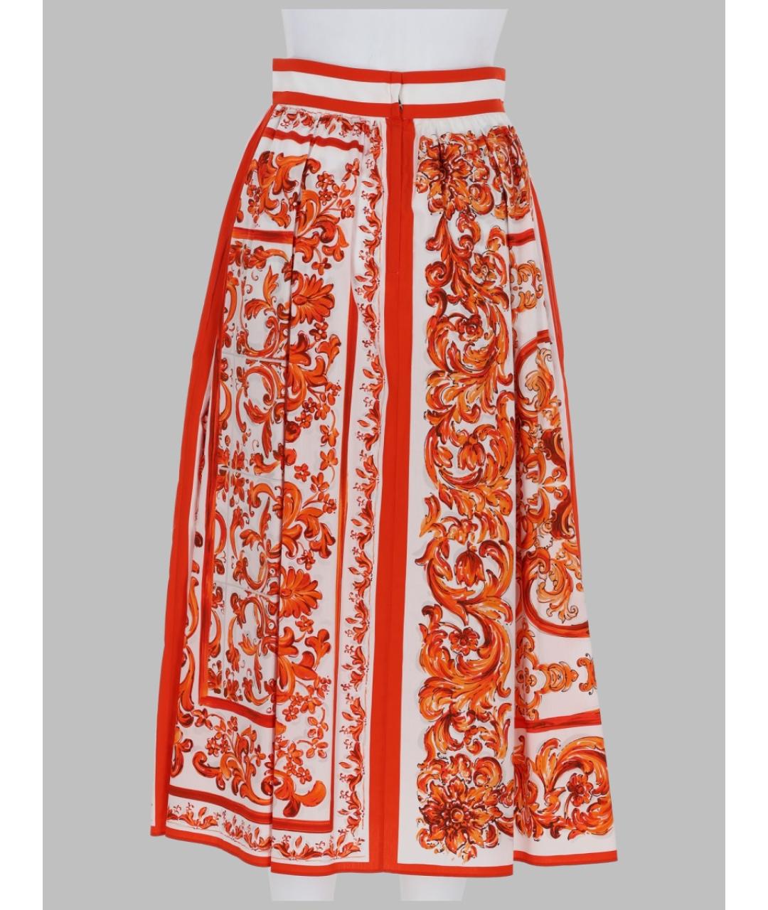 DOLCE&GABBANA Оранжевая хлопковая юбка миди, фото 2