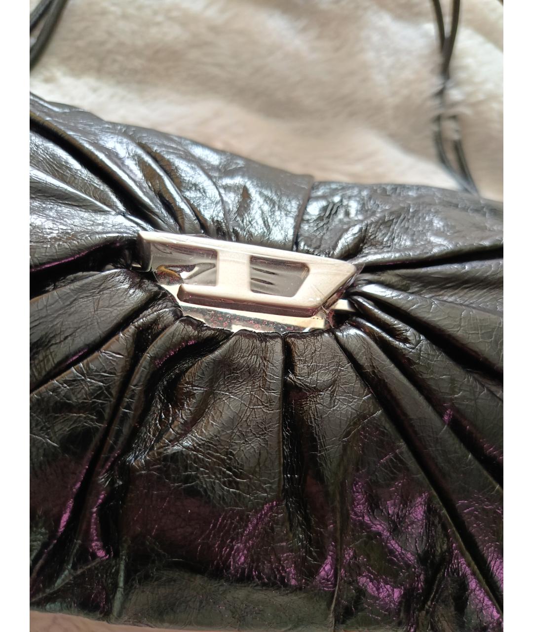 DIESEL Черная сумка с короткими ручками из лакированной кожи, фото 5