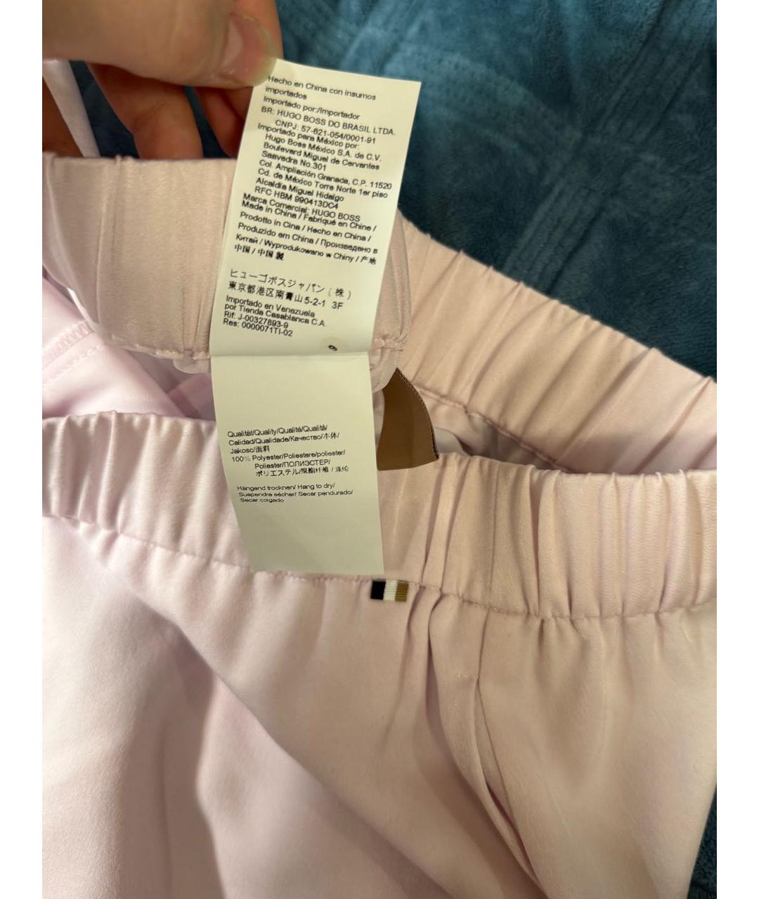 HUGO BOSS Розовые полиэстеровые брюки широкие, фото 5
