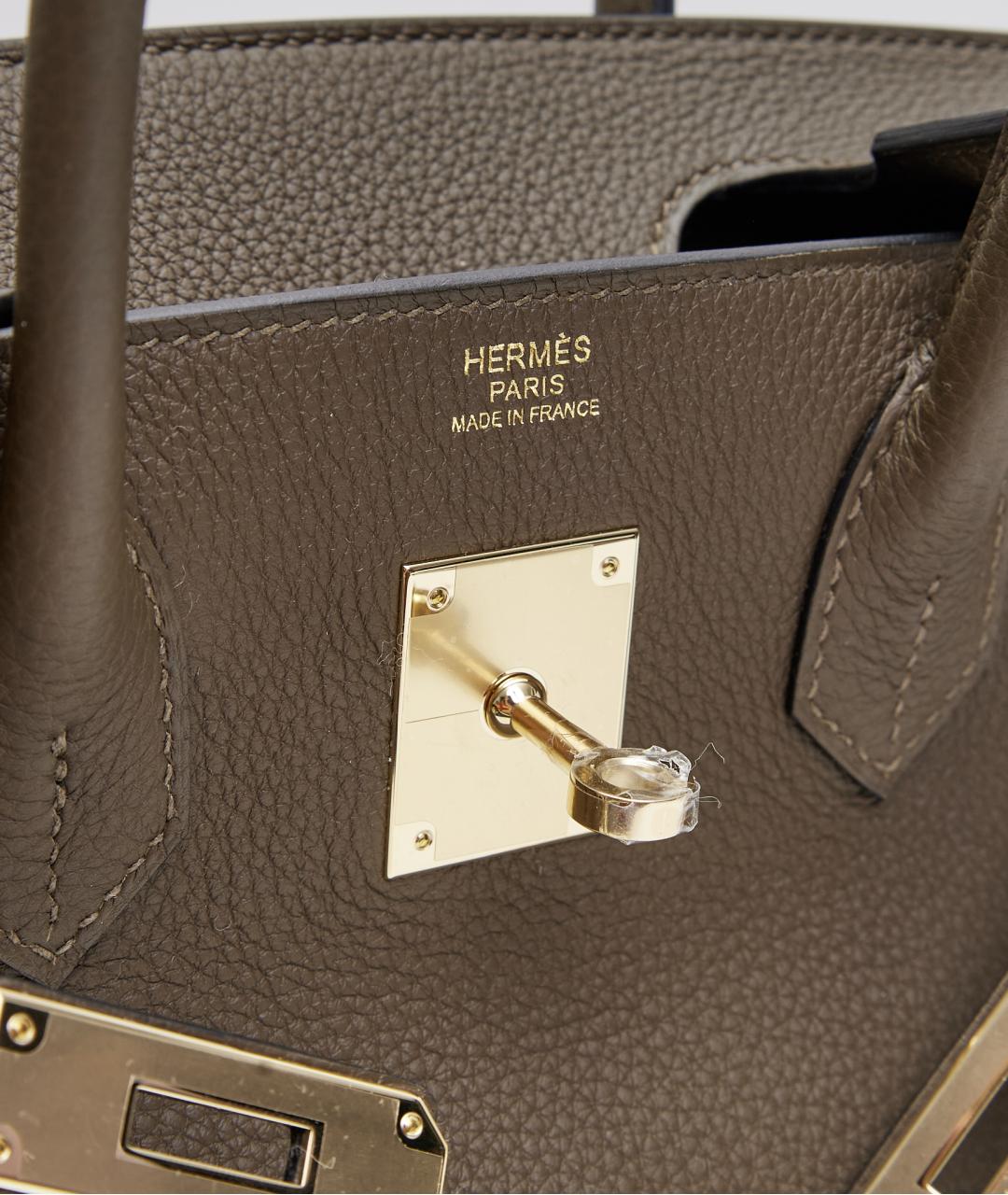 HERMES Коричневая кожаная сумка с короткими ручками, фото 6
