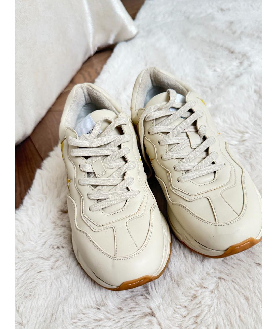 GUCCI Бежевые кожаные кроссовки, фото 2