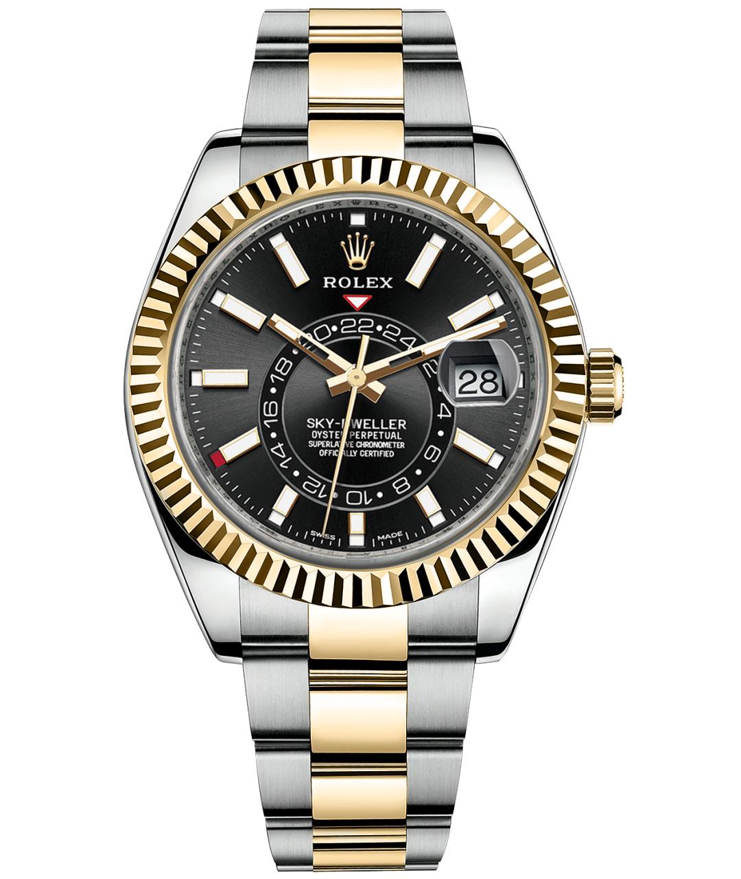 ROLEX Черные часы из желтого золота, фото 1