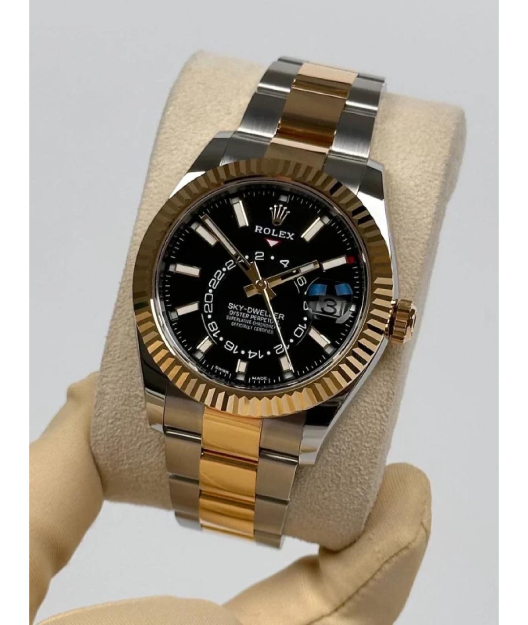 ROLEX Черные часы из желтого золота, фото 4