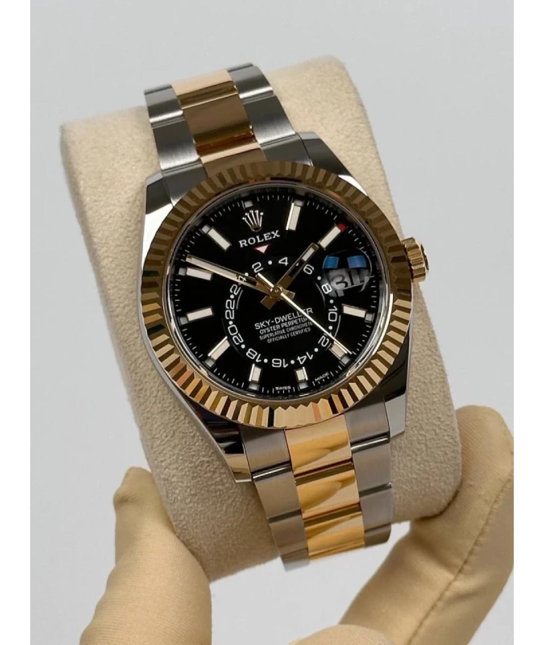 ROLEX Черные часы из желтого золота, фото 3