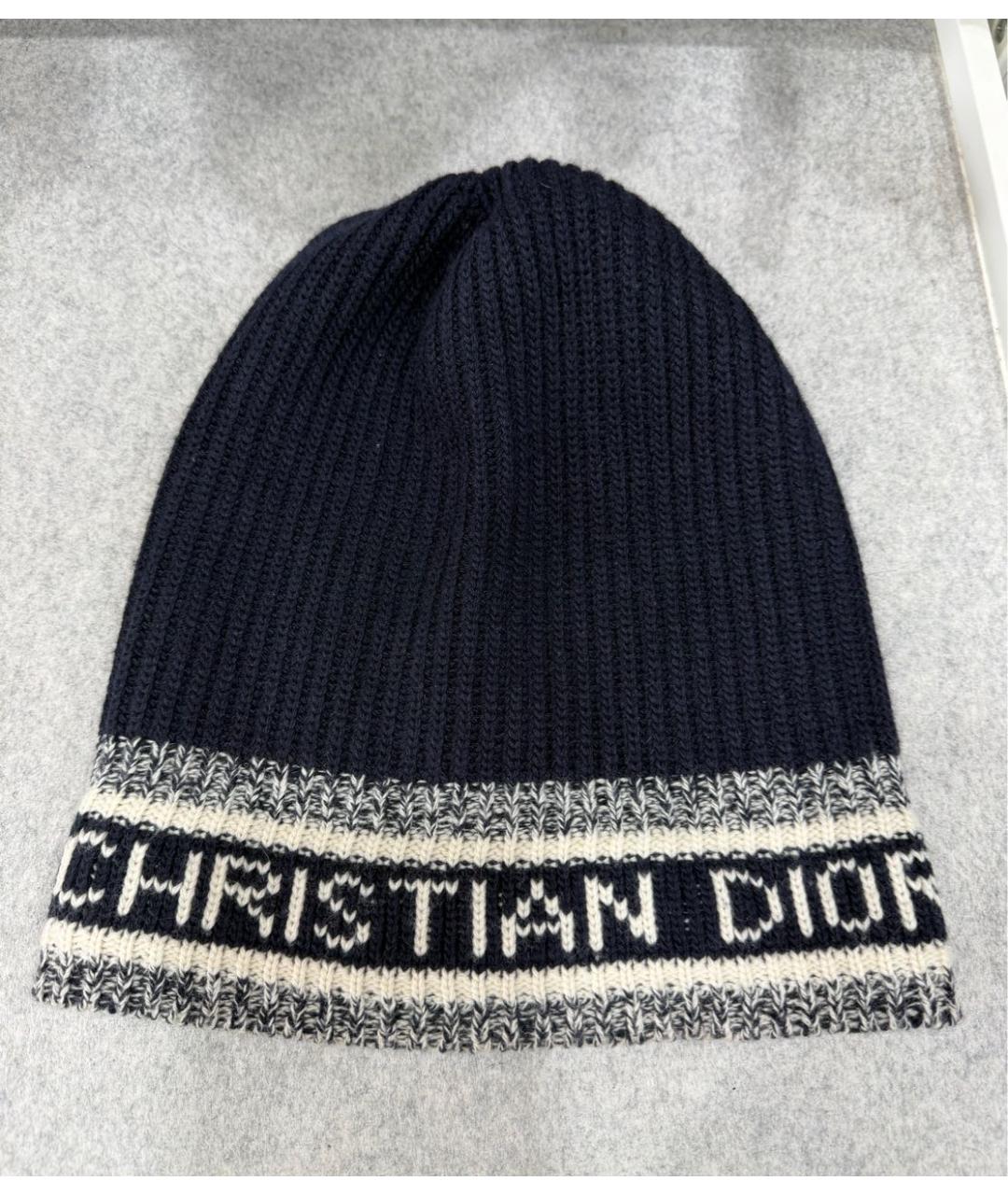 CHRISTIAN DIOR Темно-синяя шерстяная шапка, фото 2